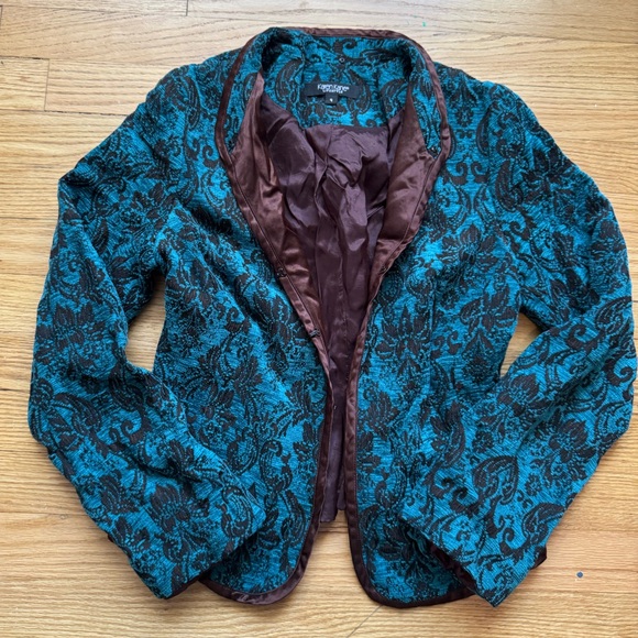 Karen Kane Jackets & Blazers - Karen Kane Teal Blazer with Brocade Pattern
